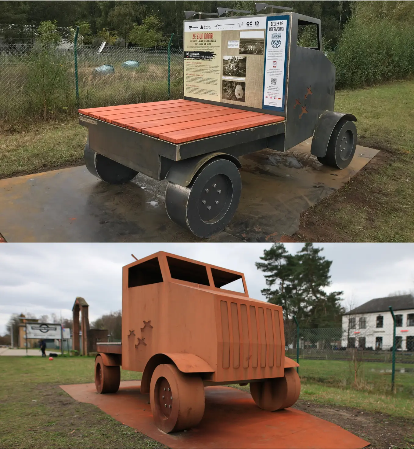 Cortenstaal kunstwerk, bevrijdingsroute 