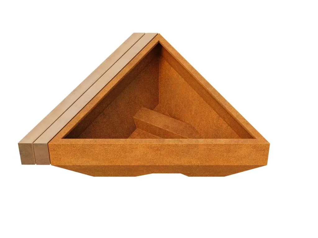 Driehoekige planter met zitbank BASTIDOR 3