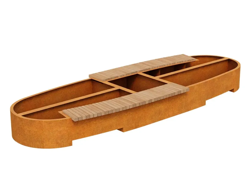 Ovale ziteiland BASTIDOR met planters