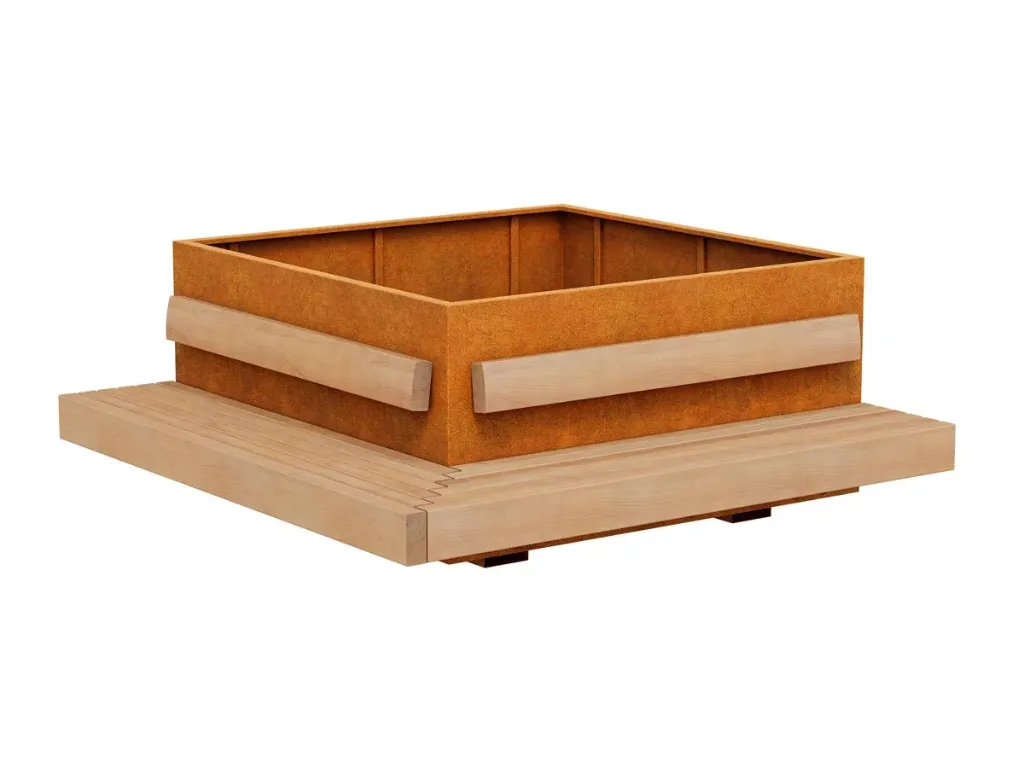 Bloembak met geïntegreerde zitbank BASTIDOR 7