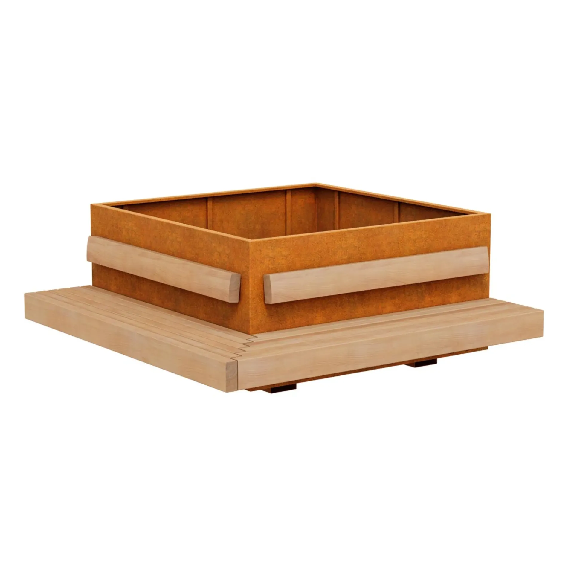 Bloembak met geïntegreerde zitbank BASTIDOR 7