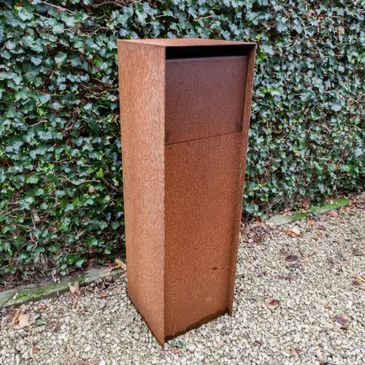 Brievenbus straight pakvak cortenstaal